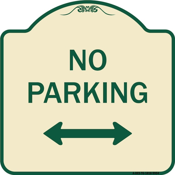 Signmission Designer Series-No Parking W/ Bidirectional Arrow Tan & Green Alum, 18" x 18", TG-1818-9954 A-DES-TG-1818-9954 - main